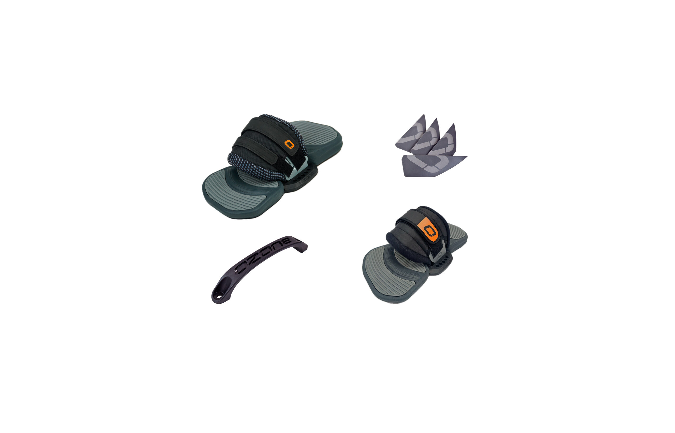 Twin-tip hardware: footstraps/pads/fins/handle