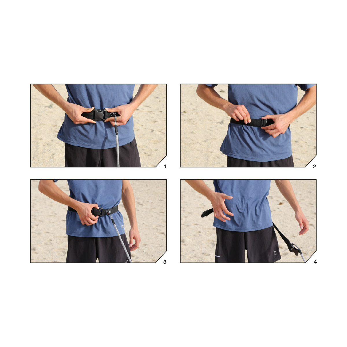 SECURITY
Always use the Leash. Attach it before you start.
 

Wrap the Waist Strap around your 