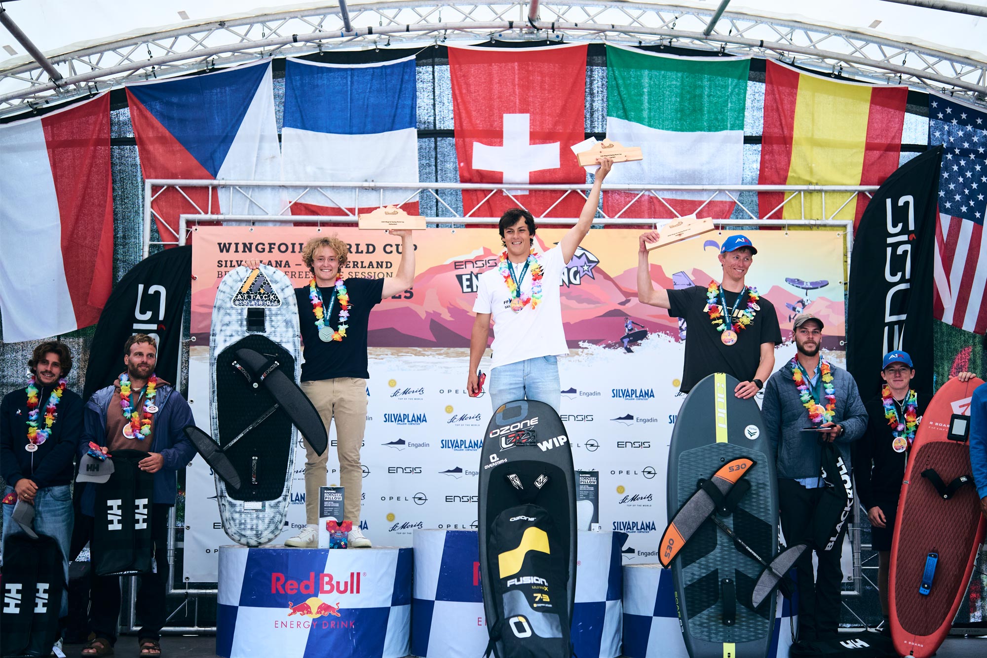 Reigning champion Mathis Ghio, from France, and Poland’s Kamil Manowiecki, riding Ozone Fusion