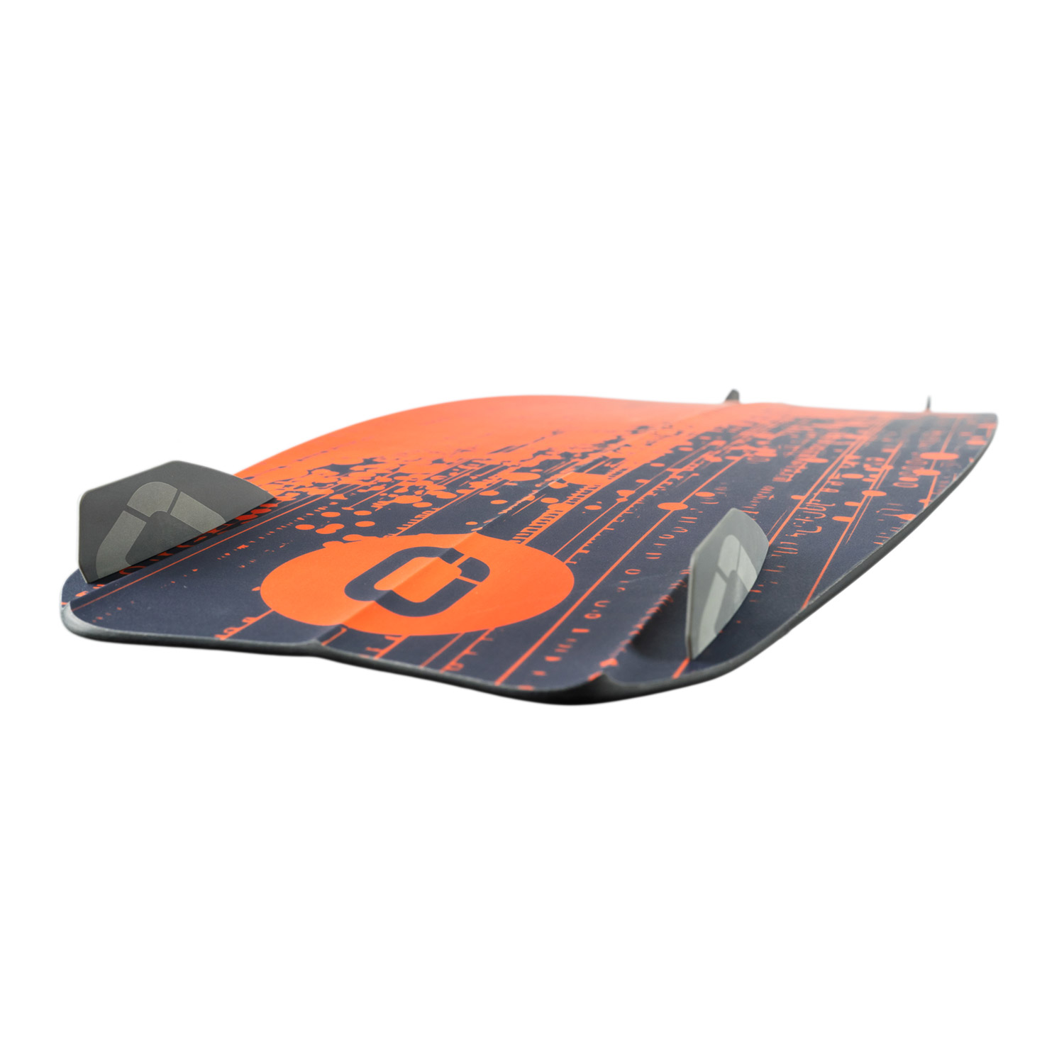 The hull design features a double concave blending into tri-spine channels at the tips for added gri