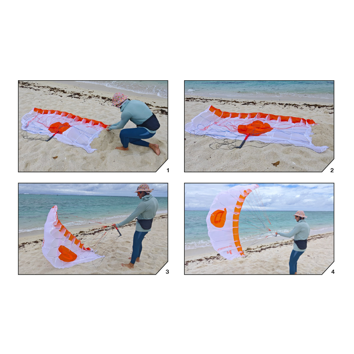 Set-Up

Place sand or weight on one tip of the wing. Lay out the rest of the wing downwind.
Untangle