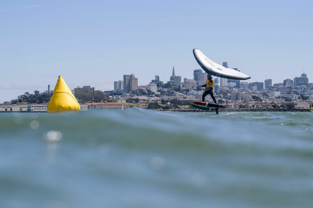 Johnny Heineken Ozone Flux V1, on his way to winning at the Spring Wingding Regatta at the St Francis Yacht Club, San Francisco 